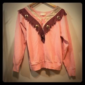 Vintage pink fringe/concho top